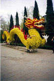 Дракон, сделанный из живых цветов при входе в усадьбу Пу Сонли.