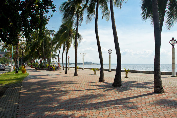 Вся набережная засажена пальмами Манила, Филиппины