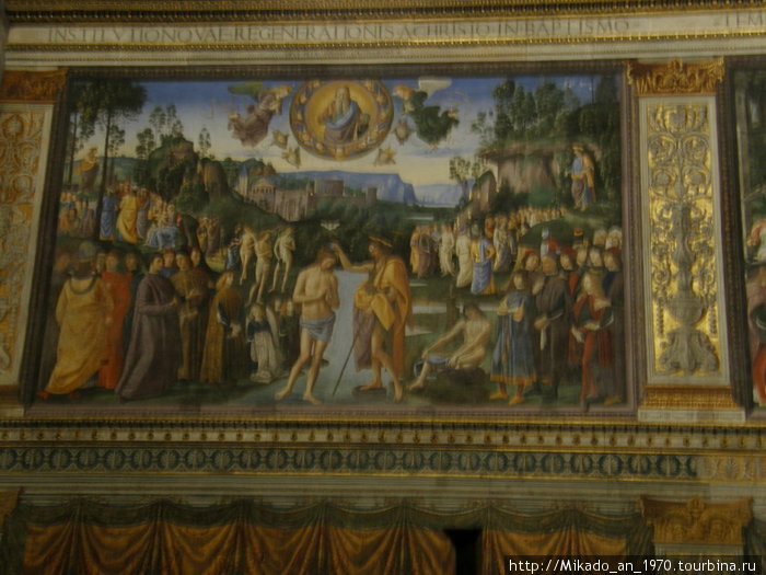 Одно из изображений в сикстинской капелле Рим, Италия