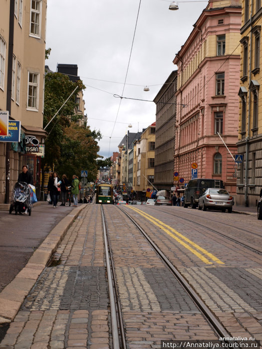 Улица с трамваем Хельсинки, Финляндия