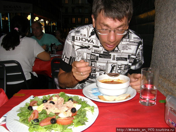 Ура, наконец то я в Италии отведал суп