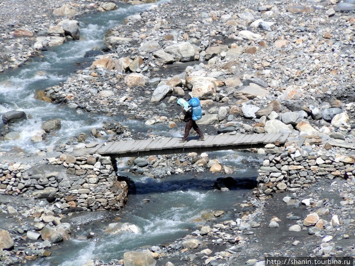 Через реку по мосту Марфа, Непал