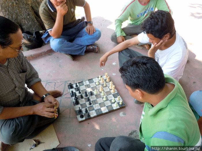 Шахматисты на улице Покхара, Непал