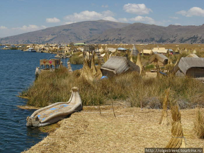 Oзеро Титикака со стороны Перу Урос плавающие острова, Перу
