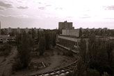 Вид на центральную площадь Припяти с крыши гостиницы Поліccя