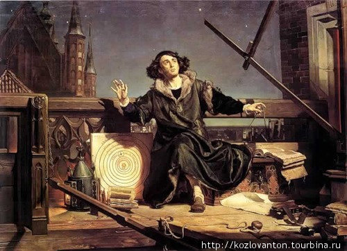 Картина Яна Матейко Астроном Коперник или разговор с богом. Слева от Н.Коперника виднеются башни собора. Фромборк, Польша