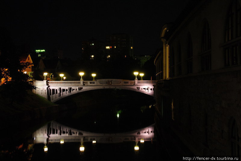 Мост драконов ночью Любляна, Словения