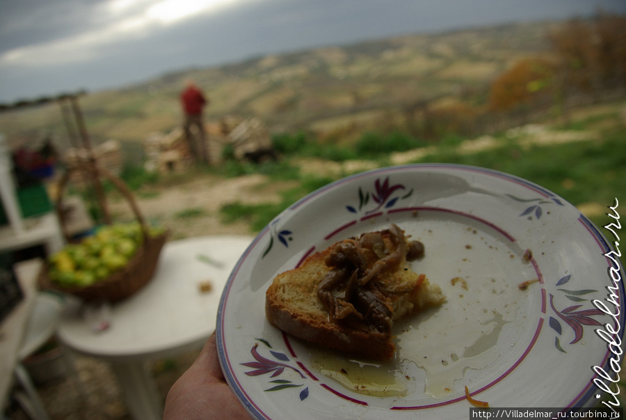 Хлеб, баклажаны под маслом Читта-Сан'Анжело, Италия