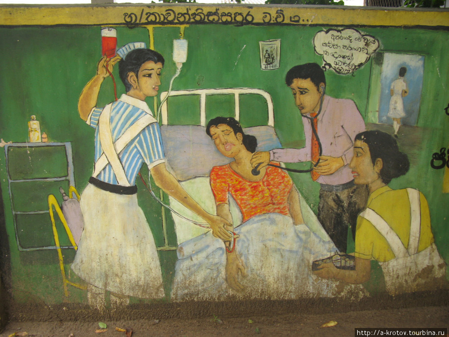 Настенная живопись. Городок Тисса Тиссамахарама, Шри-Ланка