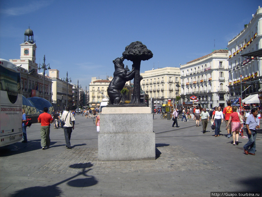 Puerta del Sol . Cимвол Мадрида-Медведь у Земляничного дерева Мадрид, Испания