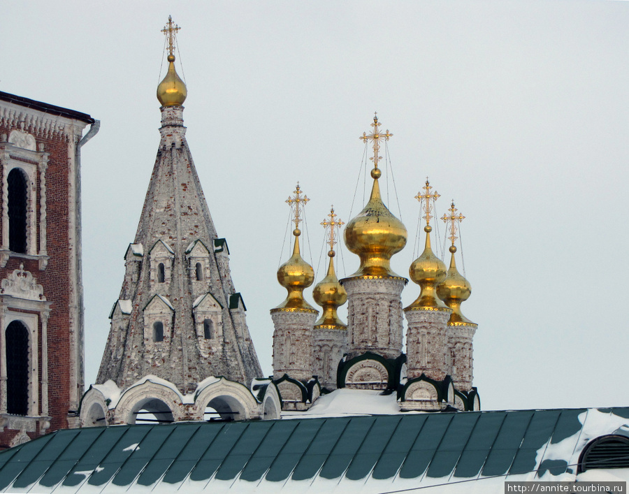 Купола Церкви Богоявления (XVII в.) в Спасском монастыре. Рязань, Россия