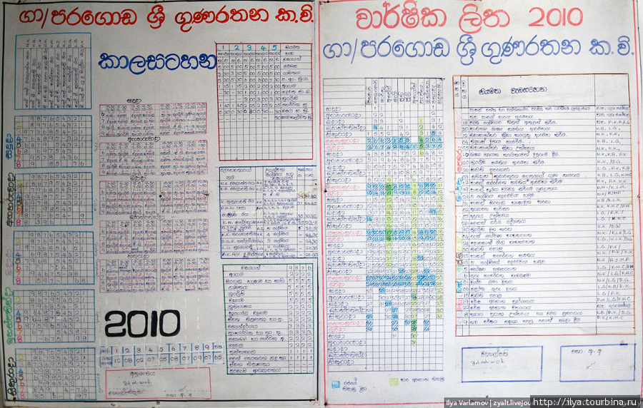 Расписание занятий. Южная провинция, Шри-Ланка