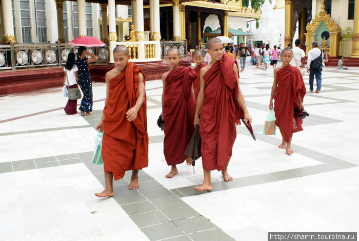 Монахи у пагоды Мьянма