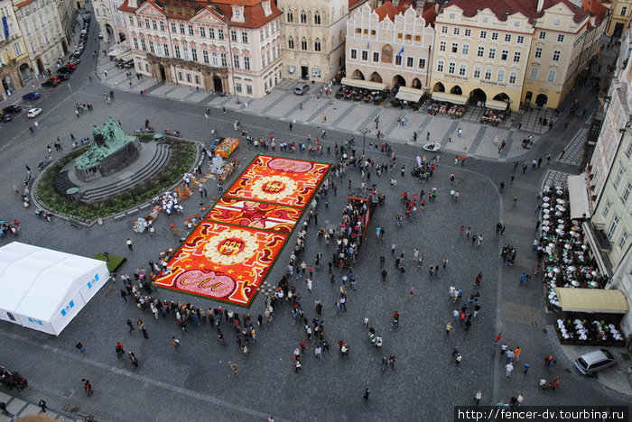 На днях на площади расстелили цветочный ковер Прага, Чехия