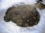 А это и есть знаменитый синий камень, который каждый год хоть по миллиметру, но упорно ползёт от берега Плещеева озера