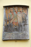 ФРГ, Земля Баден-Вюртемберг,Ладенбург,Изображение ворот крепости римских легионеров Auxiliarkastelle