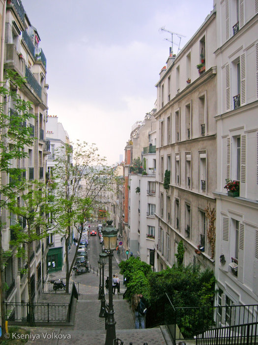 знаменитая лестница, ведущая на Монмартр Париж, Франция