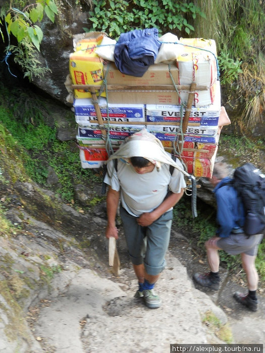 Братва послала за пивом... Доставка пива Эверест в Намче Базар. Общий вес груза портера около 60 кг. Непал