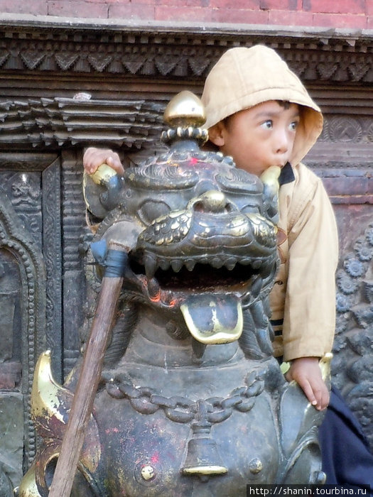 Ребенок верхом на тигре Непал