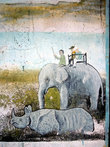 Экскурсия на слоне — рисунок на стене