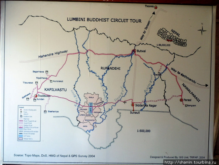 Карта Лумбини Лумбини, Непал