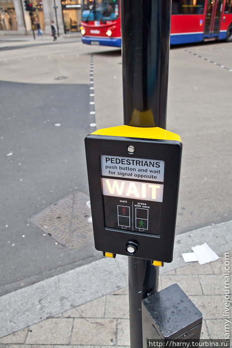 Кнопка светофора Лондон, Великобритания