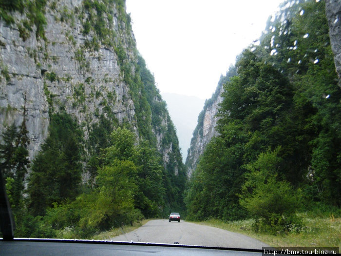Дорога вниз по каньону. Рица Реликтовый Национальный Парк, Абхазия
