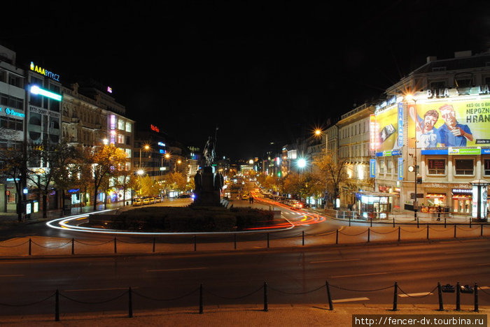 Ночь на Вацлавской площади Прага, Чехия