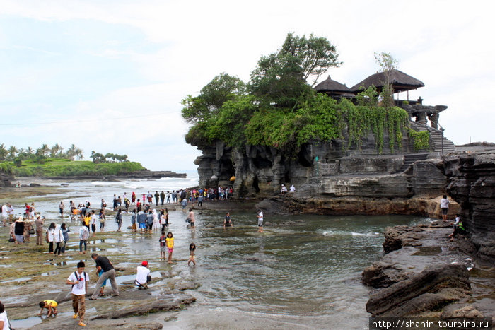 При отливе к острову с храмом можно подойти Танах-Лот, Индонезия