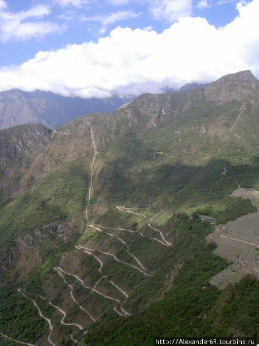Так выглядит дорога с высоты Вайна Пикчу Мачу-Пикчу, Перу