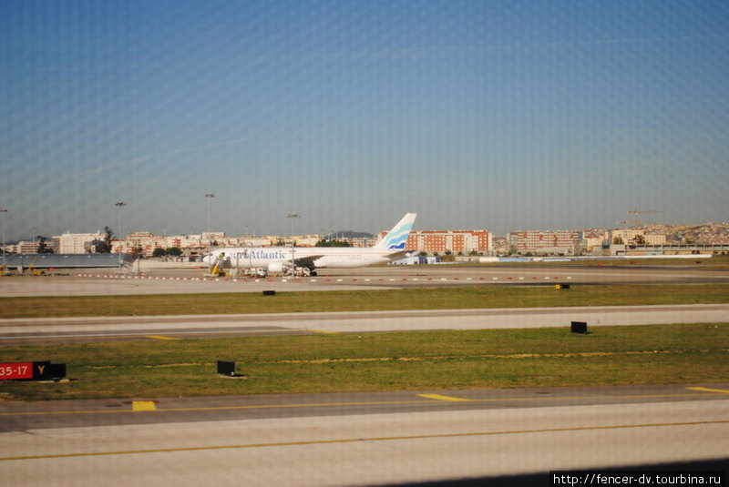 Стекла зала вылетов закрыты мелкой сеткой, мешающей смотреть на самолеты Лиссабон, Португалия