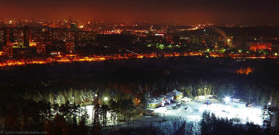 Ночной Екатеринбург с Уктусских Гор Екатеринбург, Россия