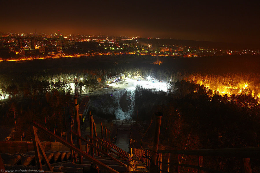 Ночной Екатеринбург с Уктусских Гор Екатеринбург, Россия