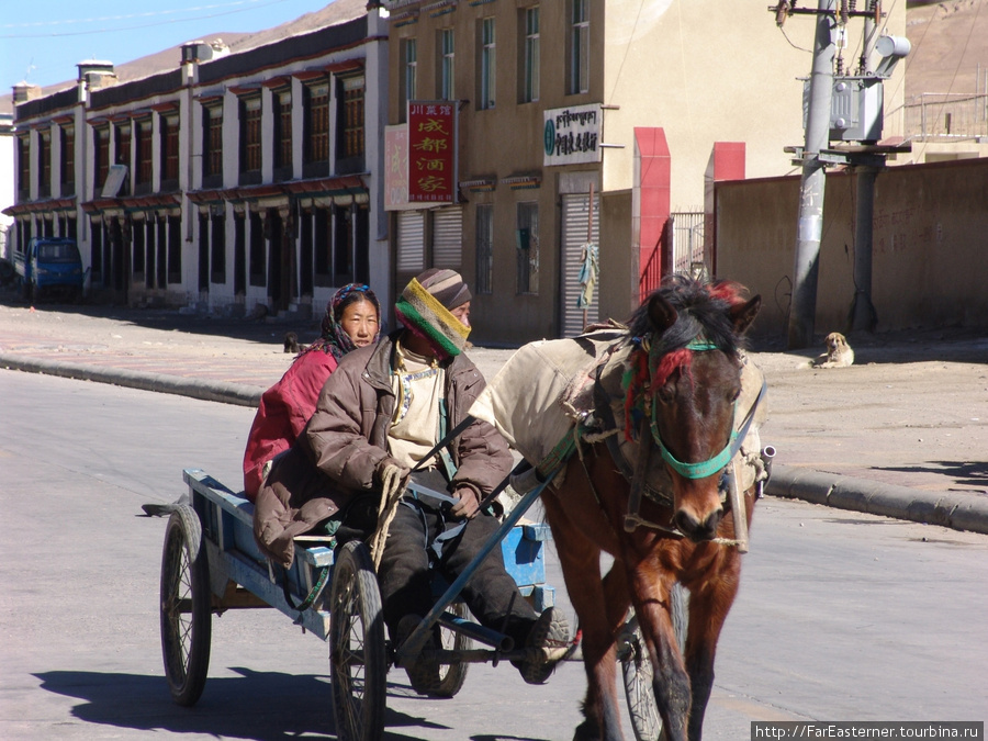 На улицах Тингри можно увидеть мощные джипы и более традиционный транспорт, которым передвигаются местные жители Тибет, Китай