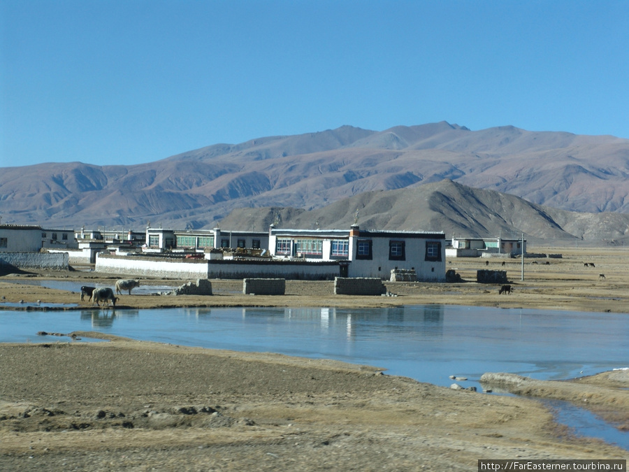 Чем дальше на восток, тем мягче климат, появляются даже источники воды Тибет, Китай
