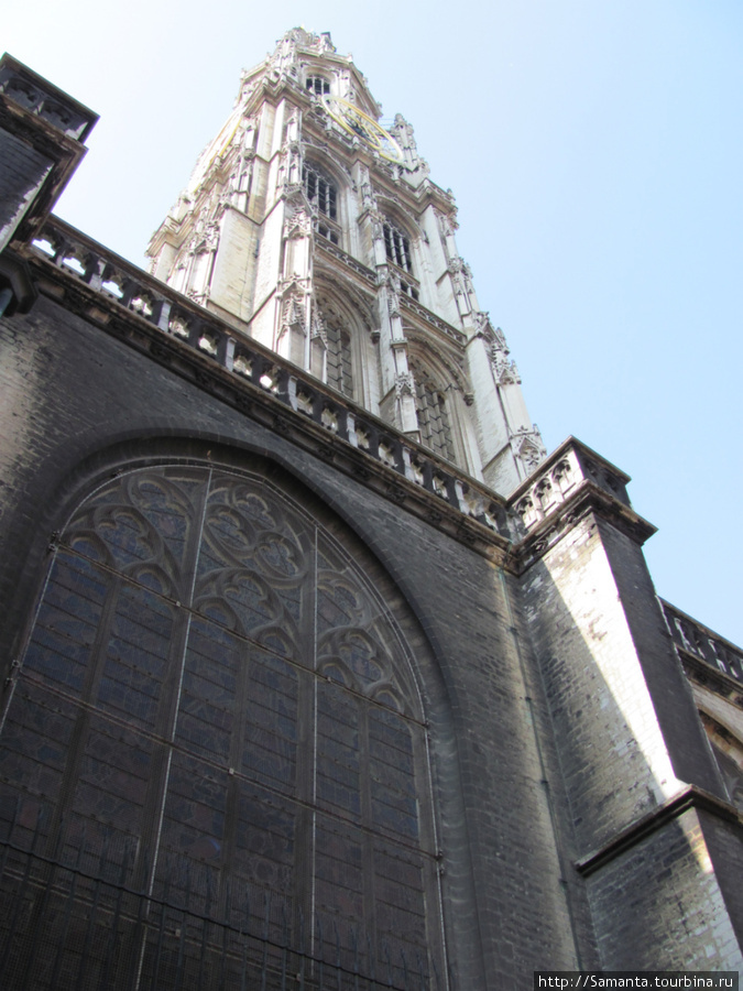 Туристы у Кафедрального Собора Антверпена Антверпен, Бельгия