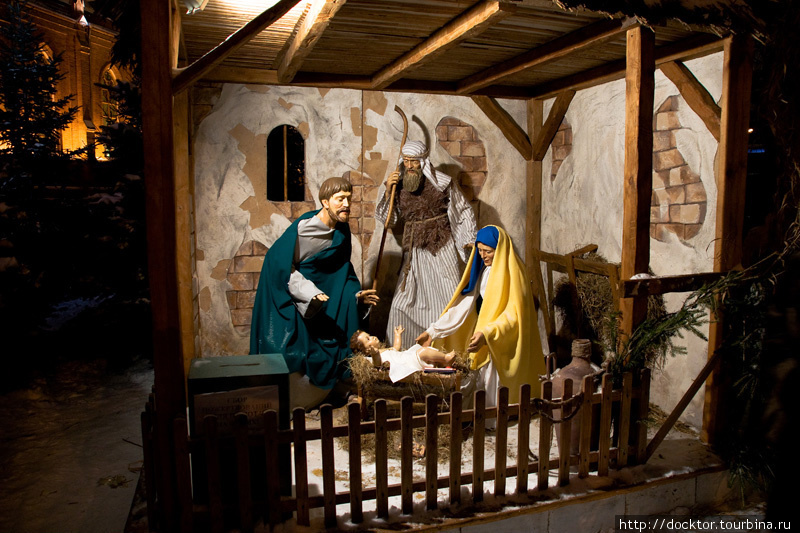 Сцена рождения Христа, а через стенку — живые овцы и ягнята! Москва, Россия