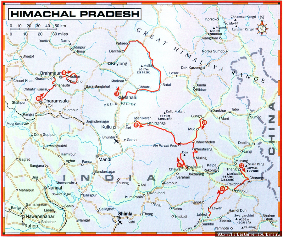 Трекерские карты индийских Гималаев Индия