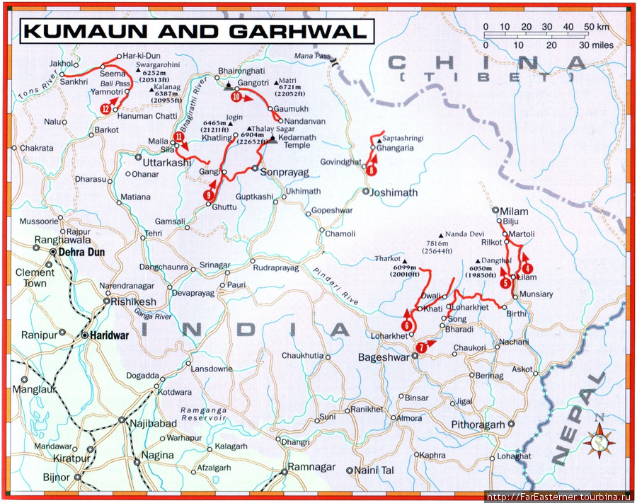 Трекерские карты индийских Гималаев Индия