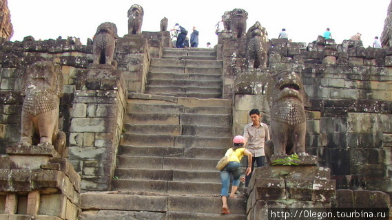 Проводы уходящего дня с вершины храма Ангкор (столица государства кхмеров), Камбоджа