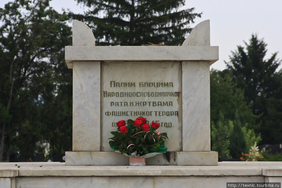 Братская могила советских воинов была без труда найдена, скромная корзинка из роз украсит её на некоторое время. Зайечар, Сербия