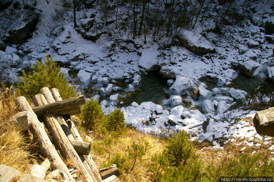 Река Сказдон зимой маловодна Северная Осетия-Алания, Россия